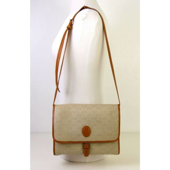 VTG JOE LEATHER HANDBAG SIGNATURE PVC BROWN LEATHER XBODY BAG SHOULDER BAG PURSE - Picture 2 of 11